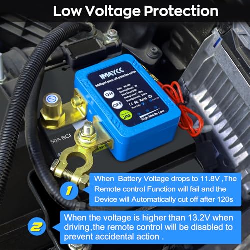 IMAYCC Kill Switch for Car, 12V Remote Battery Disconnect Switch 240A, Car Battery Kill Switch Anti Theft, Automatic Cut/Shut Off Switch for Auto, RV, ATV,Truck, Boat.