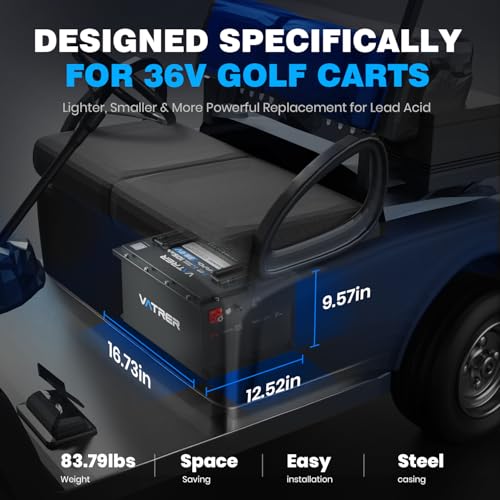 Image of VATRER POWER 38.4V 105Ah LiFePO4 Golf Cart Battery, Built-in Smart 200A BMS