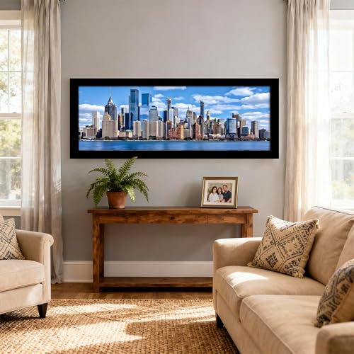 Image of PAINTINGMANTRA New York City Skyline Sea View Wall Art Framed Luxury Paintings for Home Decoration, Living room, Bedroom and Office Decoration (99x38 CM)