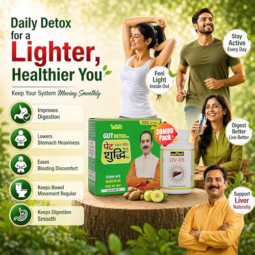 Image of Jeena Sikho Ayurvedic Detox Combo | Pet Yakrit Pleeha Shuddhi Kit + LIV-DS Capsules | Liver Cleanse & Gut Detox Kit | With Guduchi & Bhumiamla | Improves Digestion, Immunity & Metabolism