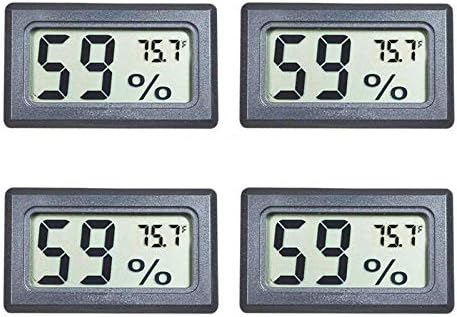 Veanic 4-Pack Mini Digital Electronic Temperature Humidity Meters Gauge Indoor Thermometer Hygrometer LCD Display Fahrenheit (℉) for Humidors, Greenhouse, Garden, Cellar, Fridge, Closet