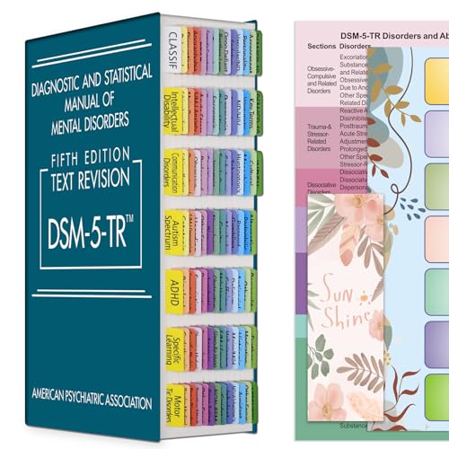 Specogo Index Tabs for DSM-5-TR 2022 Manual - 94 Premium Color-Coded Pre-Printed Tabs with Alignment Guide & Disorders Reference Sheet for Therapists, Clinicians, Students (DSM-5-TR)