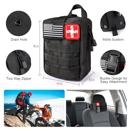 Survival Kits,222 PCS Emergency Survival Gear First Aid Kits with Molle System Compatible Bag Outdoor Camping Gear Emergency Kits for Hunting,Hiking,Fishing, Gifts for Men Women - Image 3