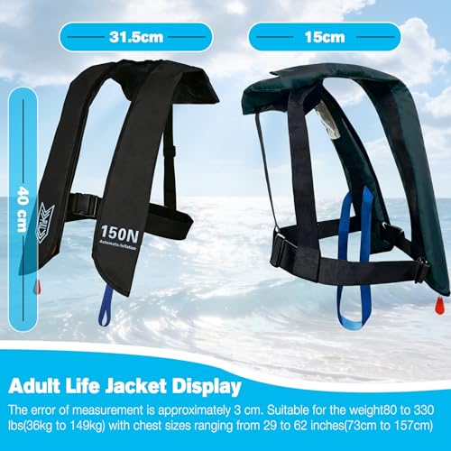 Image of Inflatable Life-Jacket for Adults| Life-Vest with Automatic /Manual Multifunctional Inflation-PFD| Lightweight & Compact Supports up to 300lbs for Kayaking Fishing Boating