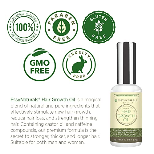 EssyNaturals Hair Growth Oil with Caffeine and Biotin For Stronger