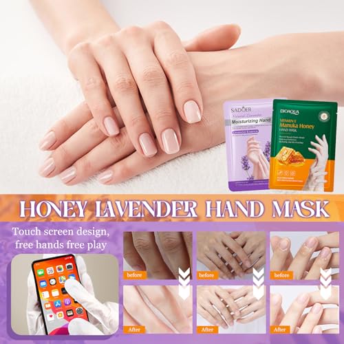 6 Paar Handmaske,Handpflege Handmasken Feuchtigkeitsspendende,Feuchtigkeitshandschuhe mit Honig Lavendel,Handschuhe Handpflege,Hand Mask für Trockenes Altern Rissige Hände