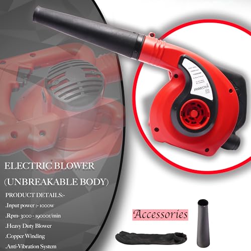 Image of Jakmister Vacuum Pipe Suction- Red 1000Watts / 19000rpm /100% copper /60mins Continuous Operation Air Blower with Attachments
