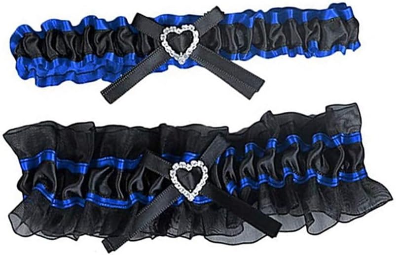 Wedding Garter for Bride Bow with Heart Rhinestones Satin Bridal Garter 2 Pieces Black Wedding Garter Set