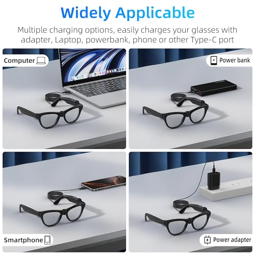 HiBloks Magnetic Charging Cable for Ray-Ban/Gen 2/Oakley Meta Smart Glasses Accessories, Fast Charging USB-C Cable for Wayfarer/Skyler/Headliner, Work with Power Banks, Adapters & Type-C Phones/Laptop - Thumbnail 2