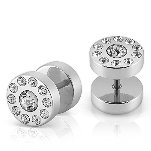 Finti Plug Orecchini A Spirale In Acciaio Inox - 10mm - Effetto Tatuaggio Bianco E Nero - Paio - 3