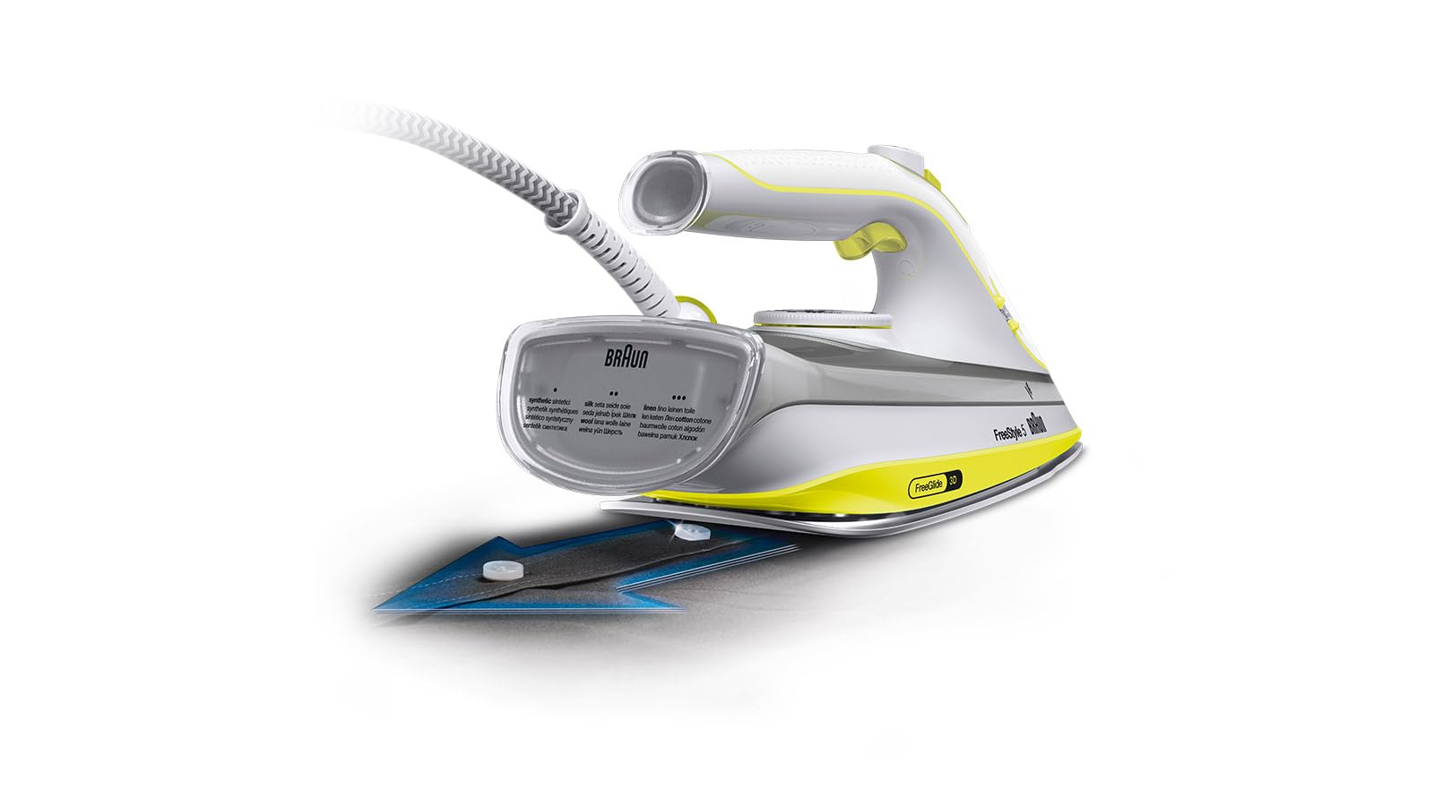 Braun FreeStyle 5 – Ferro da Stiro a Vapore con Piastra SuperCeramic, Vapore Potente, Antigoccia, Punta di Precisione, Stiratura Facile e Scorrevole, Giallo (SI5016YL)