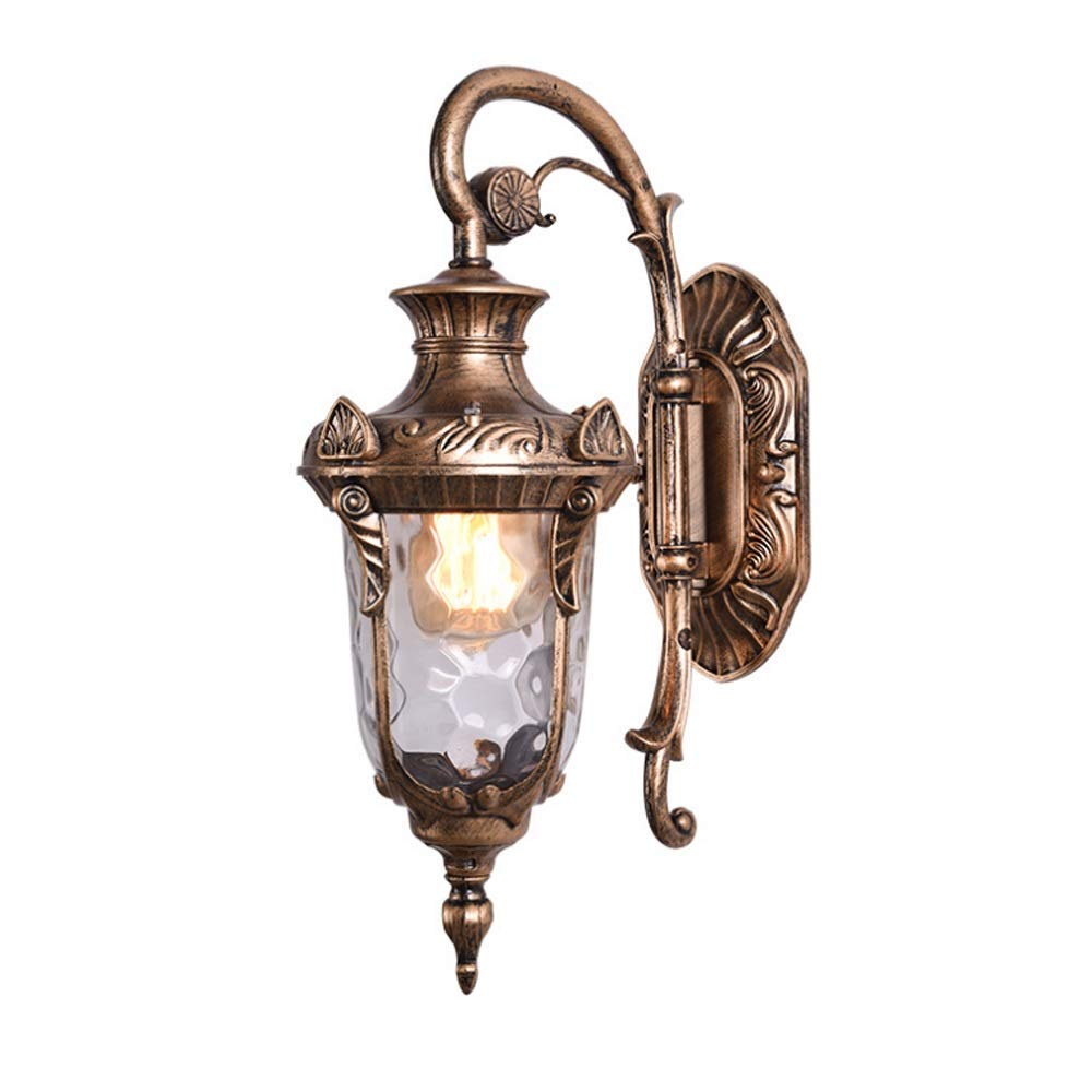 HXYSXHJUO Mediterranean Retro Aluminum Fixture Wall Lamp Oil Rubbing Brass Waterproof Villa Decoration Hardwire Task Light 16.7inch Corridor Porch Grain Bin Sconce 1 E27