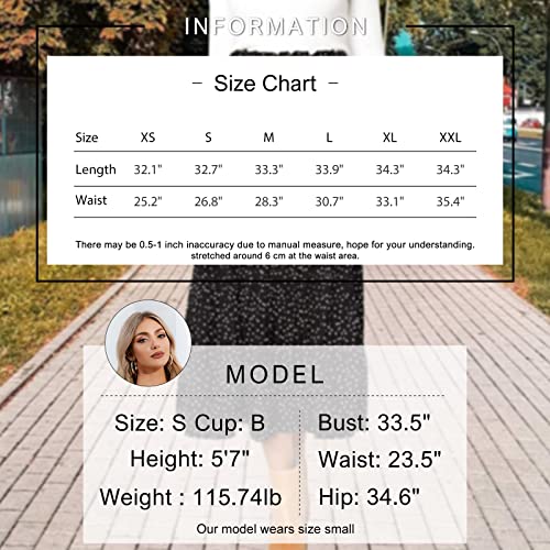 Exlura Womens High Waist Polka Dot Pleated Skirt Midi Swing Skirt with Pockets Black Medium - Image 7