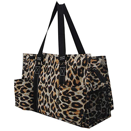 NGIL Utility Water Resistant Tote Bag, Top Zipper Closure, Perfect Gifts for Working Women, Nurses, Gym bag (Wild Leopard-black)
