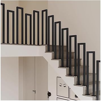 Etlegor U Shaped Stair Handrail, Attic Decorative Handrail Stairs Non-Slip Staircase Handrail Guardrail for Stairs Garden Loft Corridor ArmrestBlack,105CM/3.4FT