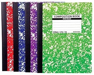 Mintra Office Composition Books - Sturdy Flexible Cover (4 Pack, Assorted Marble Comp - Wide Ruled)