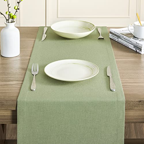 Zeemart Basic Linen Style Table Runner, 14 X 72 Inch Sage Green, Rustic Farmhouse Green Table Runners 72 Inches Long, Everyday Polyester Table Runner - Machine Washable & Easy Care #TOP4
