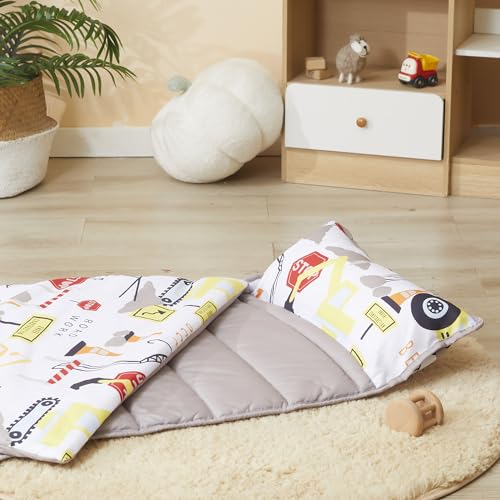 Image of MORAIS Toddler Nap Mat with Pillow and Blanket, 52 inch x 20 inch Lightweight and Soft Nap Mat for Preschool, Daycare, Travel Sleeping Bags