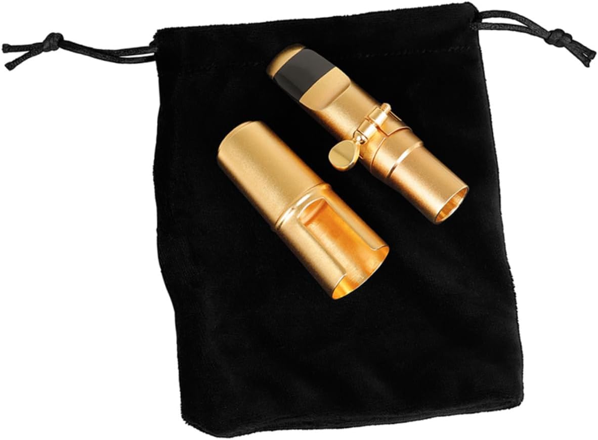 BESPORTBLE Alto Saxophone Mouthpiece Set Matte Gold Metal Saxophone Head with Protective Cap and Clip Woodwind Instrument Replacement Parts