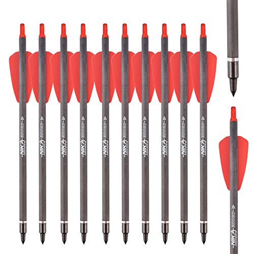 Nika Archery 7.5" Crossbow Bolts 2" Red Vanes 100Grain Tips 6/12pc Hunting