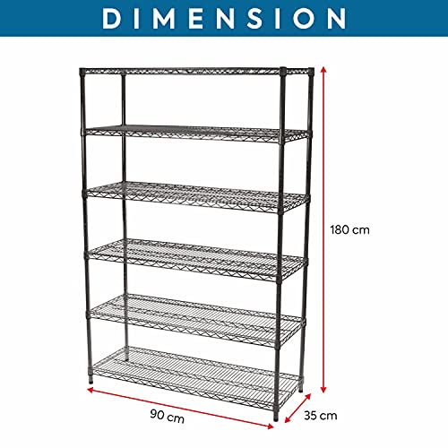 Image of Callas Supreme Height Adjustable 6-Tier Rack for Living Room, Kitchen, Home & Office Organizer (Black | 90 x 35 x 180 cm)