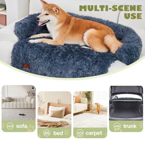 PETART Hundebettmatte für Couch - rutschfest, maschinenwaschbar - Bequeme Haustierunterlage für große Hunde und Katzen - Indoor-Sofakissen mit abnehmbarem Bezu (Dunkelgrau, L-110x105x17cm)