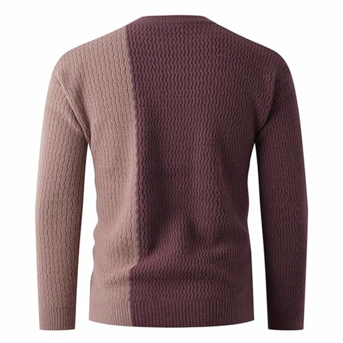 Long Sleeve Sweaters for Men Elastic Striped Color Block Pullover Oversized Knitted Round Neck Sweater Working Travel4