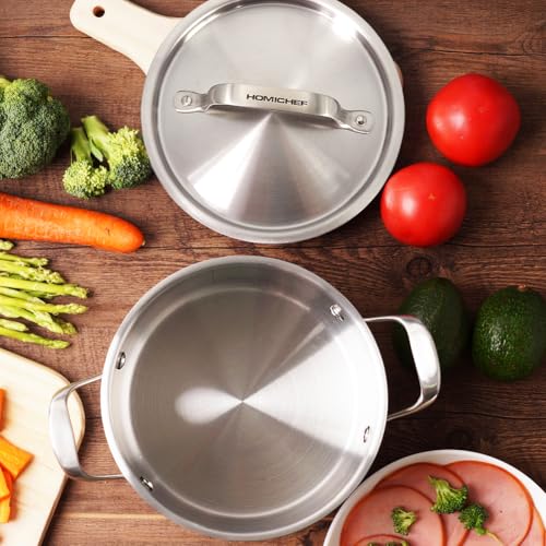 HOMI Chef Matte Polished Nickel Free Stainless Steel 3.2L Stock Pot with Lid (No Toxic Non Coating, 20 CM Straight Sided) - Small Healthy Cooking Pot for Induction - Image 3