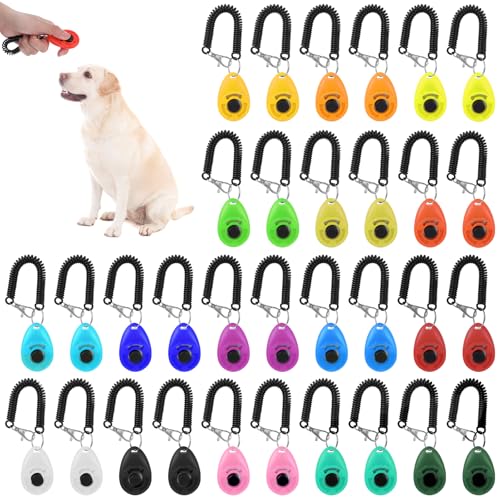 Kifmurase 32 Pack Dog Training Clicker Bulk, Colorful Pet Training Clickers Cat Animal Trainer...