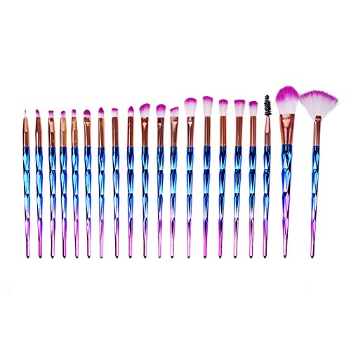 20pcs Makeup Brush Set? Shiny Gold Diamond and Foundation Powder Cream Eyeliner Blush Brush Kits (blue)