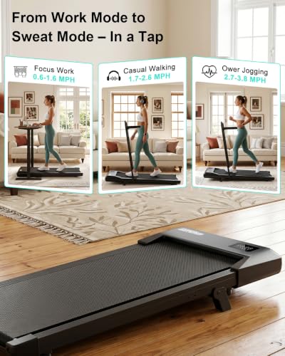 Image of Superun Walking Pad with 6% Incline, Under Desk Treadmill for Home Office, 3 in 1 Portable Walking pad Treadmill with Remote Control, 2.5HP Quiet Mini Treadmills, 300 lbs Capacity, Luxury Black