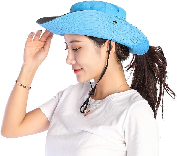 VICSPORT Sombrero Mujer Verano Gorro de ala Ancha de Malla Sombreros de Pesca al Aire Libre Protección UV Sombrero Playa Mujer