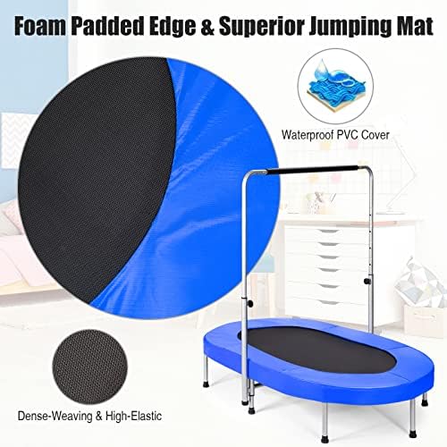 Maxmass Fitness Rebounder, Foldable Trampoline with Adjustable Foam Handle, Mini Trampoline for Kids Adults Indoor/Outdoor