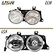 USR 89-96 E34 5 Series Euro Smiley Projector Glass Lens Headlight Assembly (Left + Right) Compatible with 1989-1996 BMW E34 5-Series & 88-94 E32 7-Series, Sedan/Wagon (Bulbs+Wiring Inc, Plug n Play)