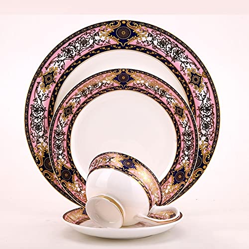 FMONH Dinner Plate Set Bone China Tableware Coffe Cup Saucer Dessert Tray Kitchen