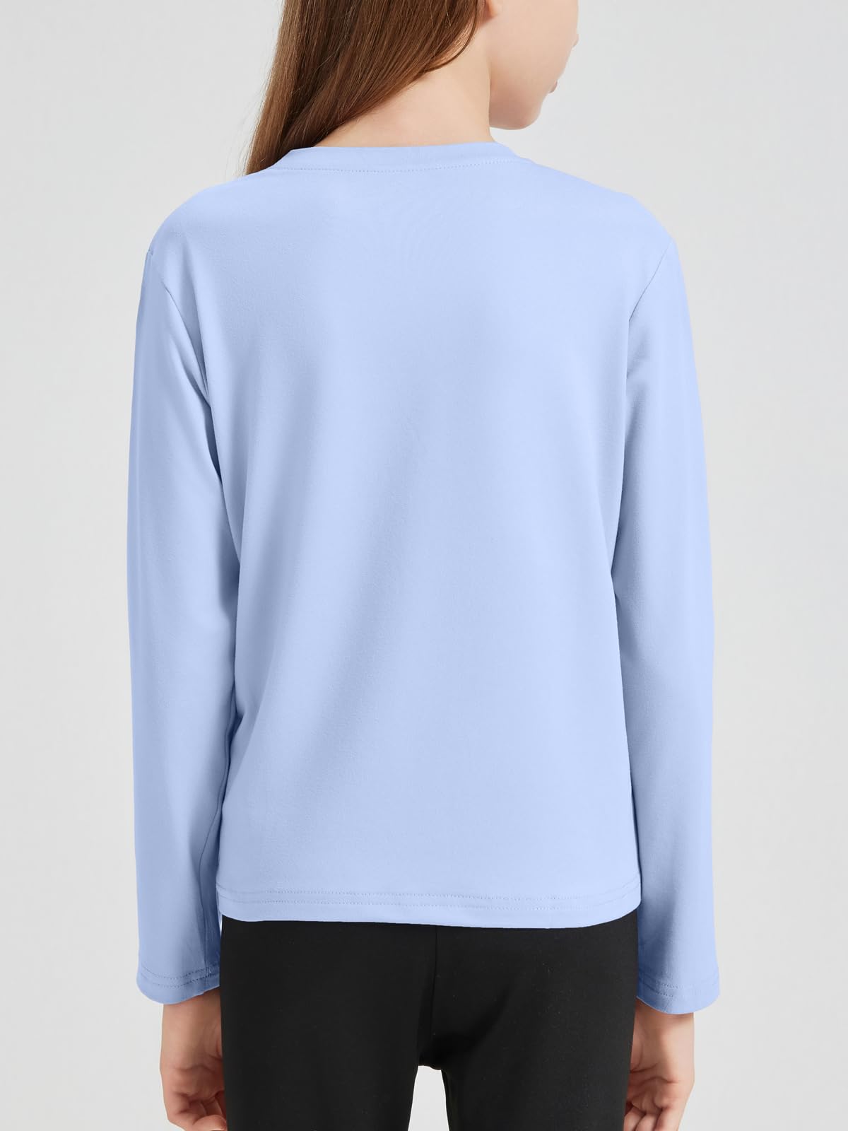 Maglietta da Ragazza, a Maniche Lunghe, T-Shirt Basica Morbida Oversize con Scollo Tondo, Tinta Unica e Comoda, per Abbigliamento Casual Bambini 4-14 Anni