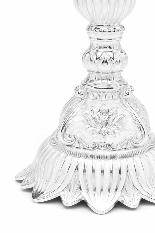 Dora Gifting Luxury Silver Candle Holders for Decoration with Enemal Coated Finish, Candlestick Holder,Candle Holders for Home Decoration, Taper Candle Holder for Center Table, (Pack of 2) -White 1