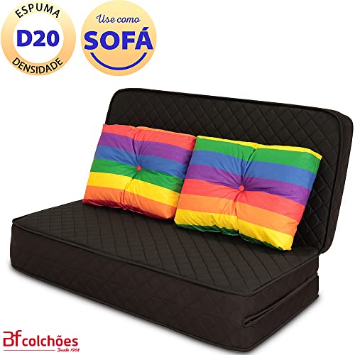 Puff Multiuso 3 em 1 Casal Com Travesseiro em Suede - BF Colchões