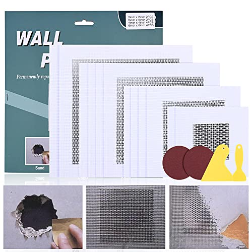 Drywall Repair Kit Self Adhesive Mesh Wall Repair Patch 12pcs 2/4/6/8 Inch Aluminum Wall Repair Wall Stickers Mesh Wall Patches Screen Patch Repair for Walls Drywall Wall Patch