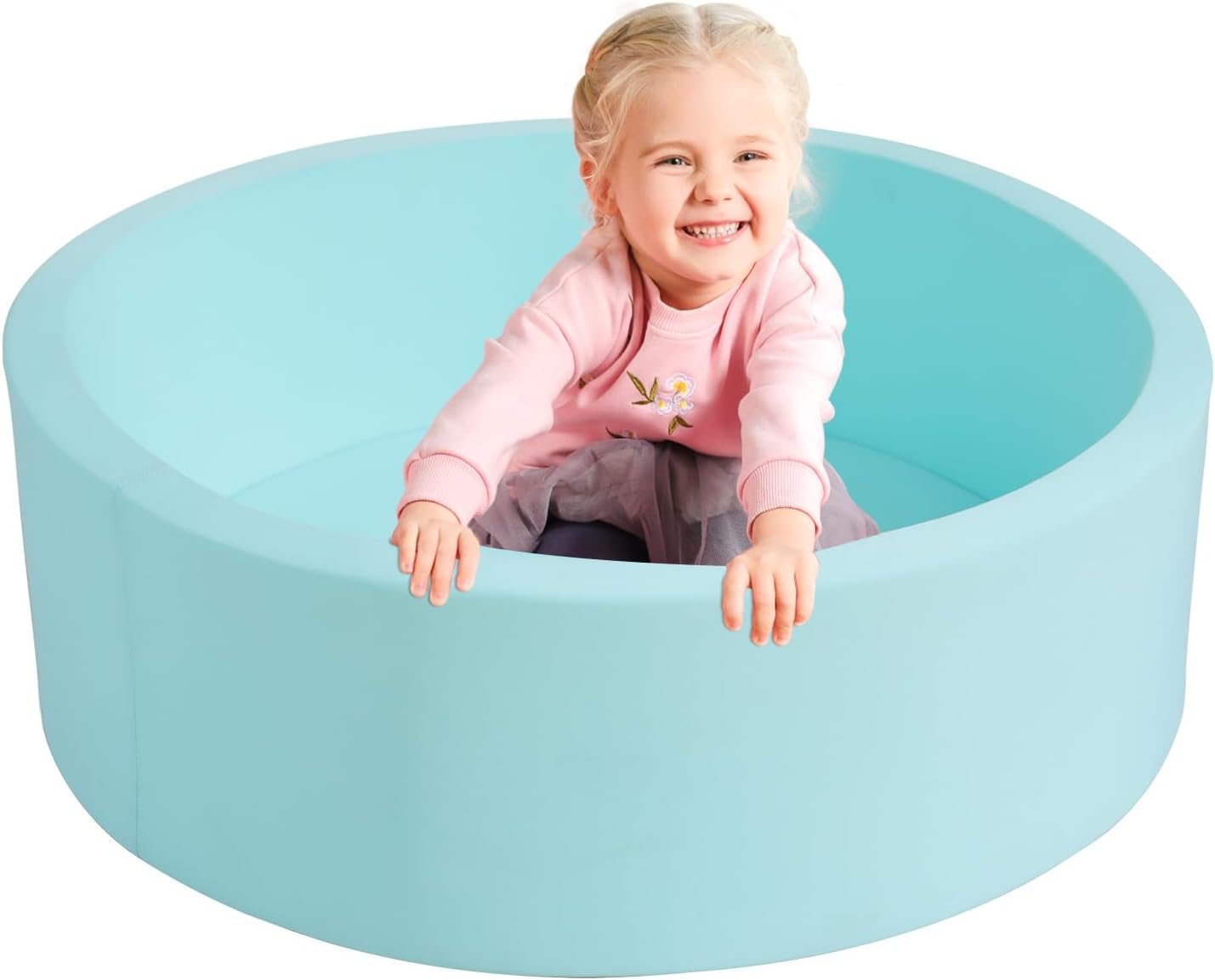 Memory Foam Sponge Indoor Round Ball Pit for Toddler Children - Light Blue