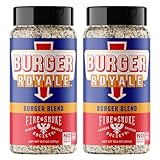 Fire & Smoke Burger Royale Burger Seasoning | BBQ Rub for Smoking and Grilling Meat | Beef, Pork, Chicken, Turkey, Veggie | BBQ Rubs and Spices | Brown Sugar, Smoked Salt, Garlic, Black Pepper | Large (2-Pack)