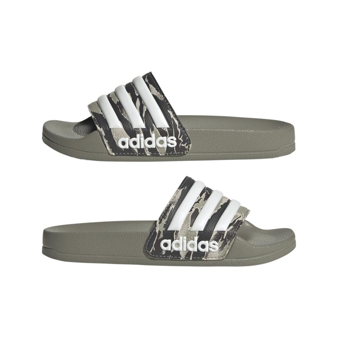 adidas Unisex Adilette Comfort Adj K Scarpa Pista Atletica leggera, Ciottolo Argento Ciottoli Argento Bianco, 27.5 EU