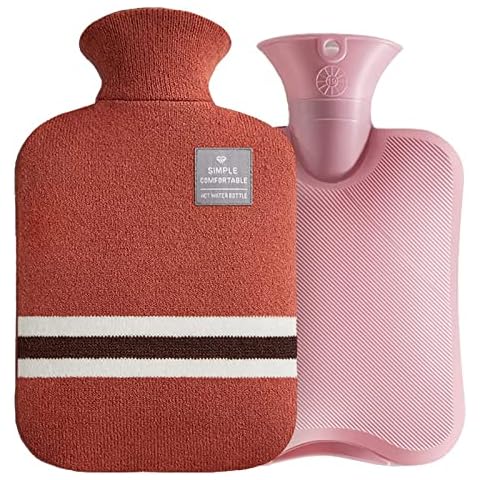 Hot Water Bottle with Cover, Hot Water Bottle Bag for Hot and Cold Compress, 2L Rubber Hot Water Bottle for Hand Feet Warmer, Neck and Shoulder Cover