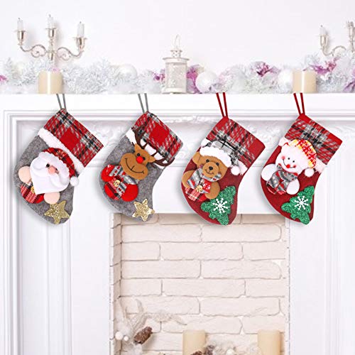 JUYOO Weihnachtsstrumpf Set 4 Stück Personalized Nikolausstiefel für WeihnachtsdekoHängende Strümpfe Nikolausstiefel zum Befüllen und und Aufhängen Cover