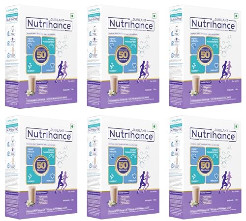 Image of JUBILANT NUTRIHANCE Balanced With 50 Vital Nutrients Powder |Vanilla Flavour Nutrition Drink| Supports Heart Health Immunity Building Weight Management Energy Booster Of 200 Gm X Pack Of 6