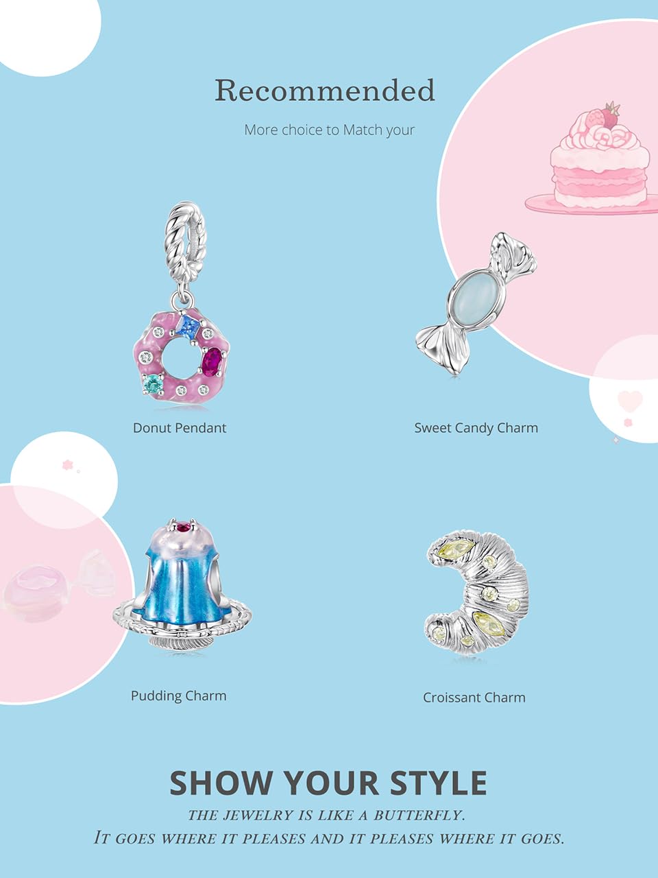 Sweet CandyCharm, ciondolo in vero argento Sterling 925, compatibile con la maggior parte dei braccialetti con charm