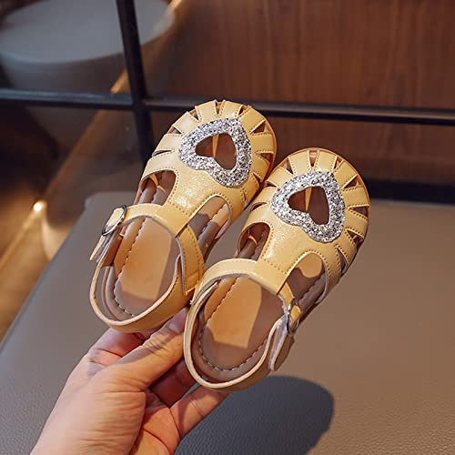 Toddler Girl Sequins Decorated Sandals Hollow Heart Closed Toe Open Heel Sandals Cute Beach Casual Sandals2