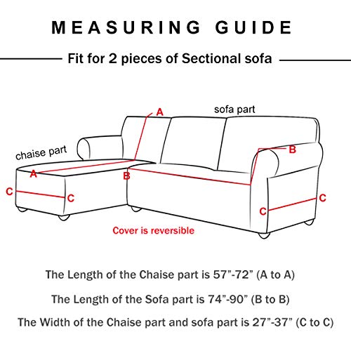 WOMACO L Shape Sofa Covers Sectional Sofa Cover 2 pcs Stretch Sofa Slipcovers for L-Shape Couch (L-Shape 2+3 Seats, Dark Gray)