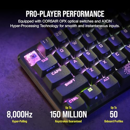 K65 PRO MINI RGB 65% tastiera da gioco ottica-meccanica cablata – OPX Linear Switch – PBT Double-Shot Keycaps – iCUE Compatible – PC, PS5, PS4, Xbox – QWERTY UK – Nero - Tastiera gaming - Immagine 4