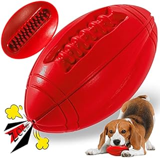 Squeaky Dog Toys for Aggressive Chewers, RANTOJOY Tough Dog Toys Dog Chew Toys for Large Medium Dog, Durable Dog Toys Dog Interactive Toy Dog Toy Ball Football Rubber Safe Puppy Teething Dog Toy